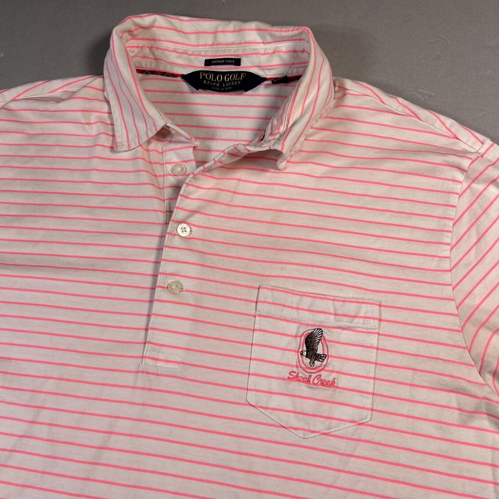 Polo‎ Golf Ralph Lauren Polo Shirt performance Large Pink Stripe Shoal Creek